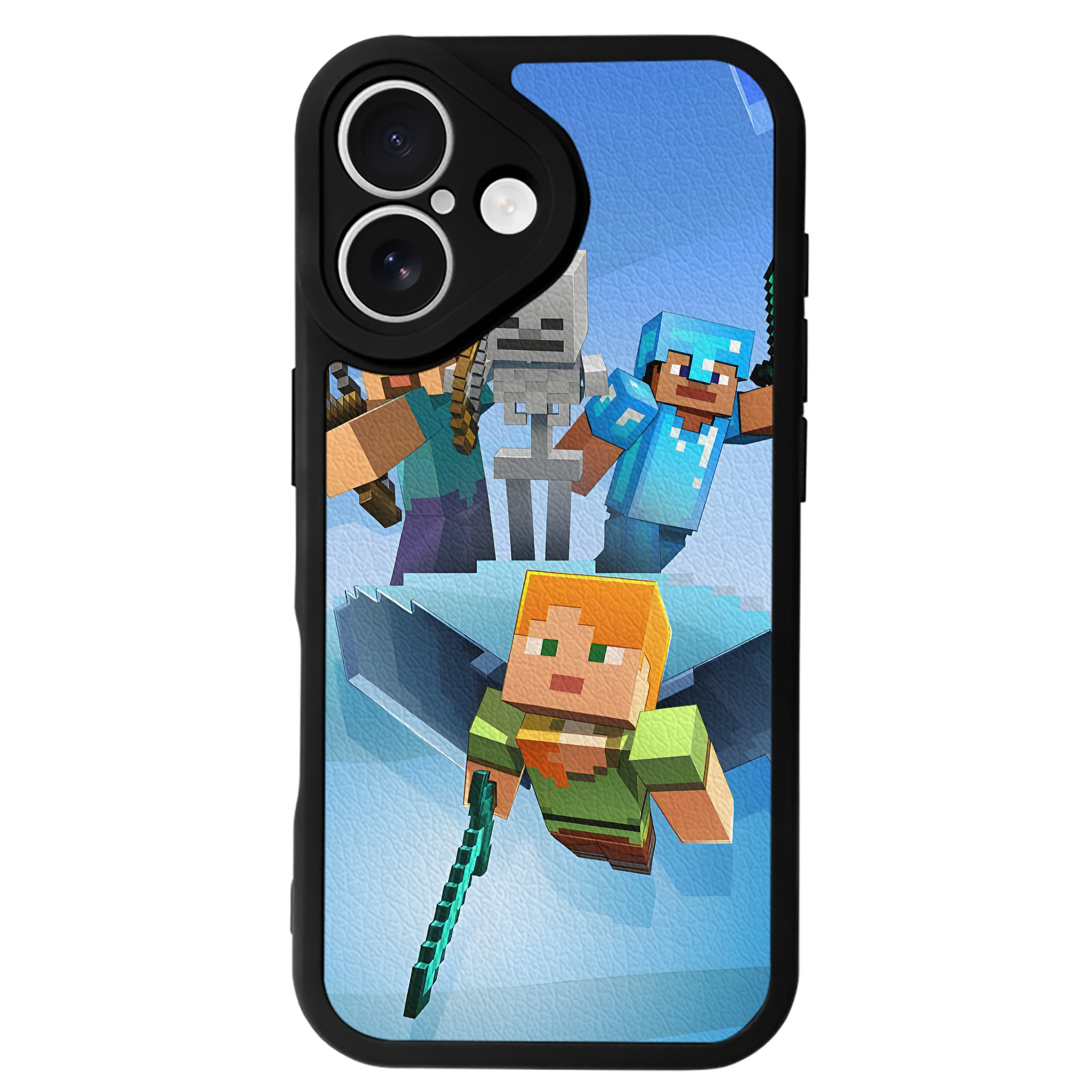 （画像用） マインクラフト ブロックの世界 Minecraft MC Block world 【iPhone 16シリーズ対応】シリコンスマホケース（レザー調） 材質：シリコン